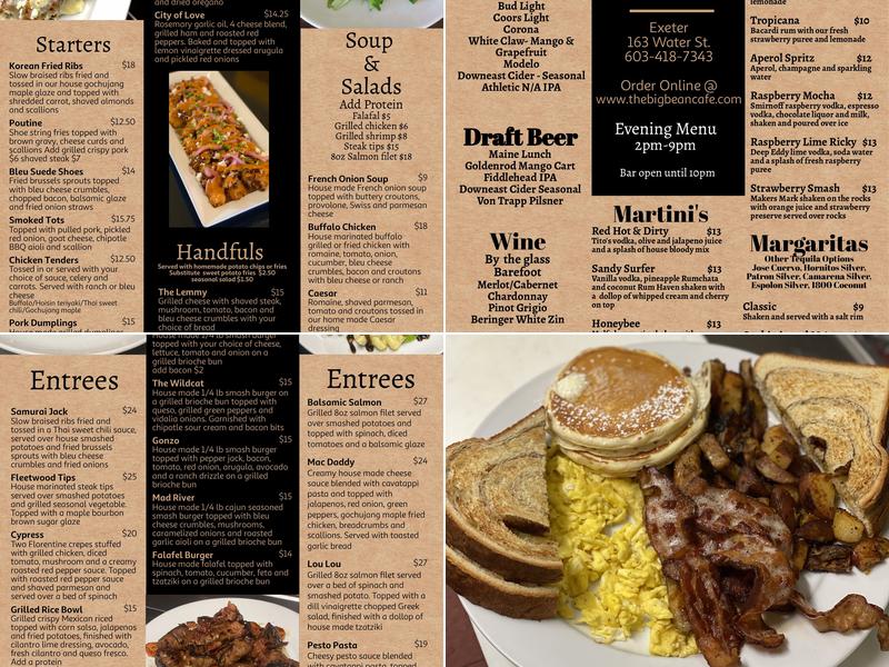 The Big Bean Exeter, Kitchen & Bar Menu
