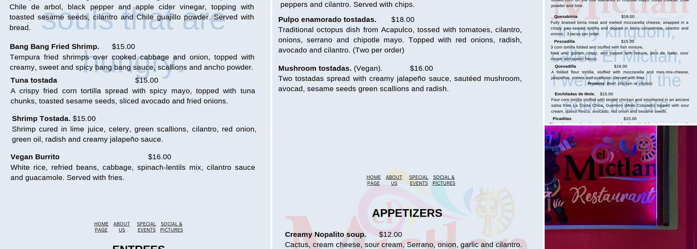 El Mictlan BYOB Restaurant Menu