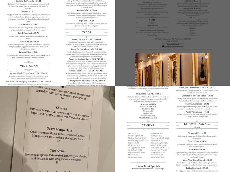 Frida's Mexican Cuisine Menu