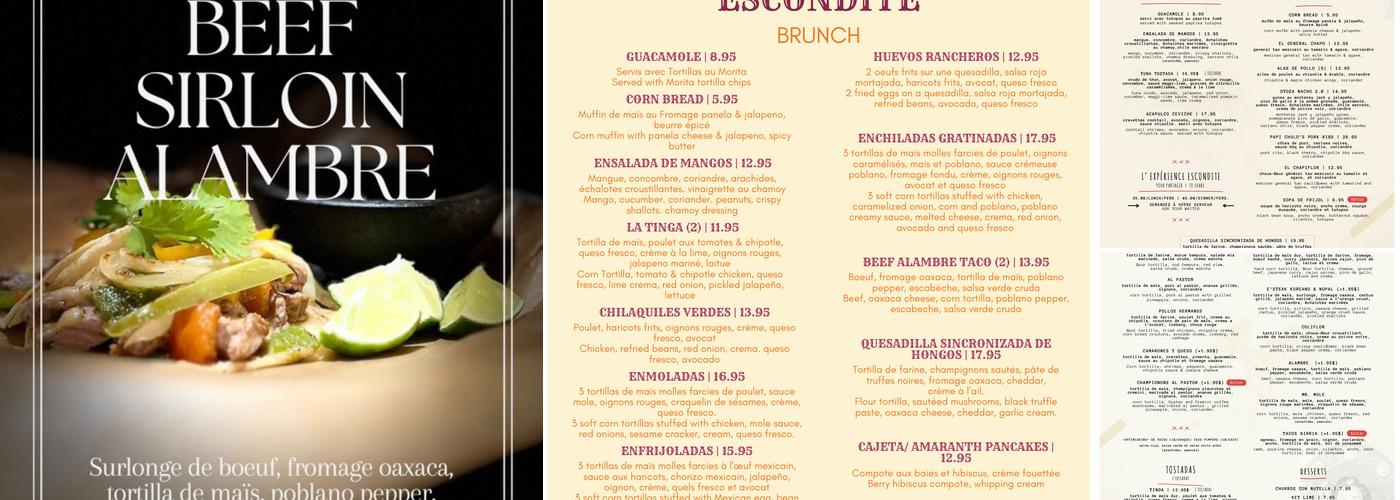 Escondite Menu