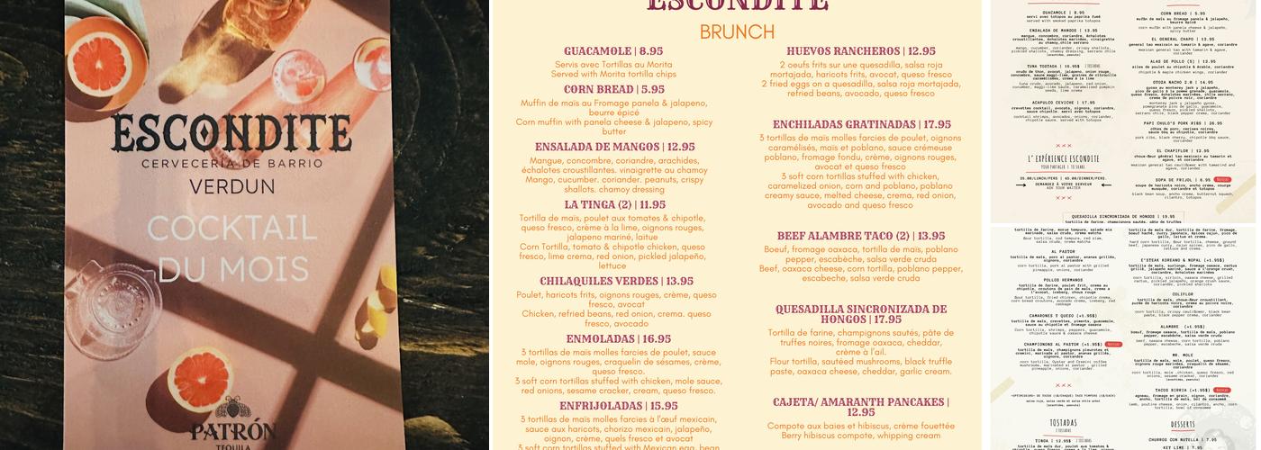 Escondite Menu