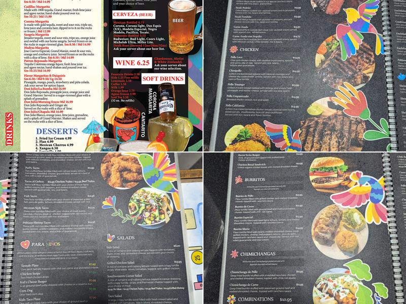 Tenango's Mexican Restaurant Menu