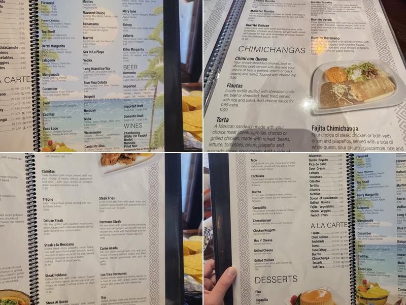 Los Tres Hermanos Menu