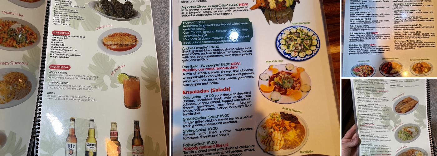 Andale Andale Mexican Restaurant Menu