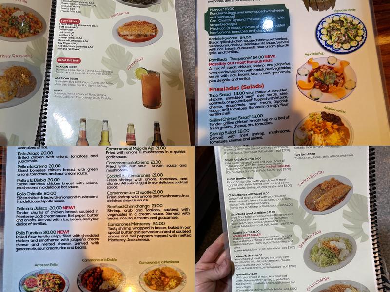 Andale Andale Mexican Restaurant Menu