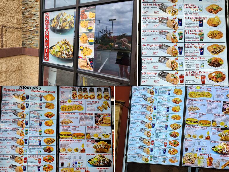 Moreno's Mexican Food Menu