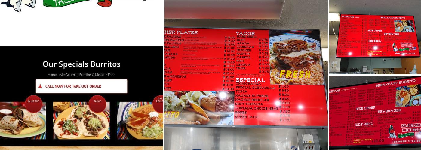 El Super Burrito 3 Menu