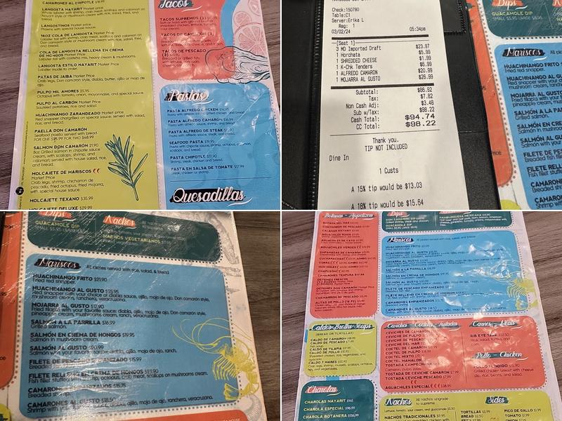 Mariscos Don Camarón Menu