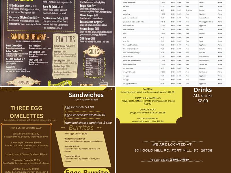 Samanta's Cafe Menu