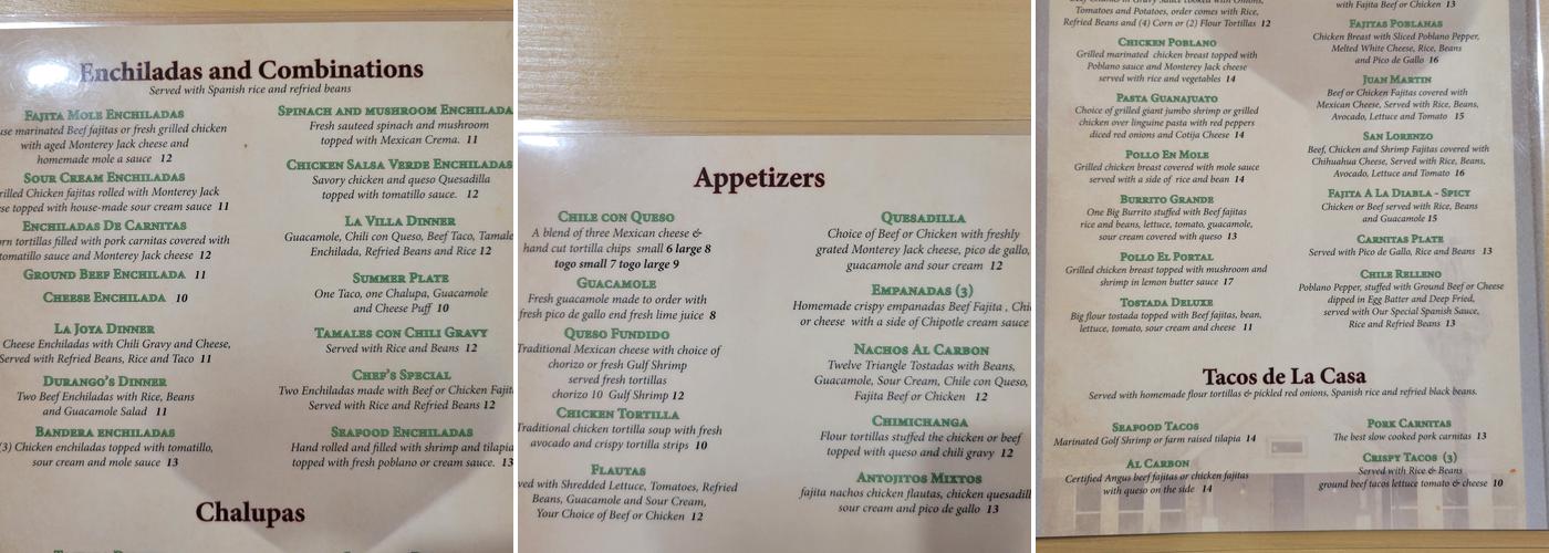 El Portal Mexican Grill Menu