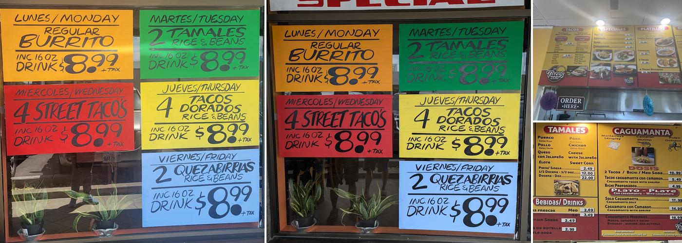 Los Tacos De La State Menu