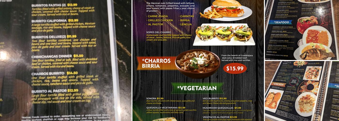 El Charro Menu