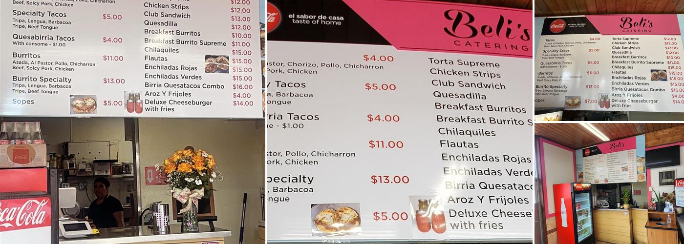 Beli's Catering Menu