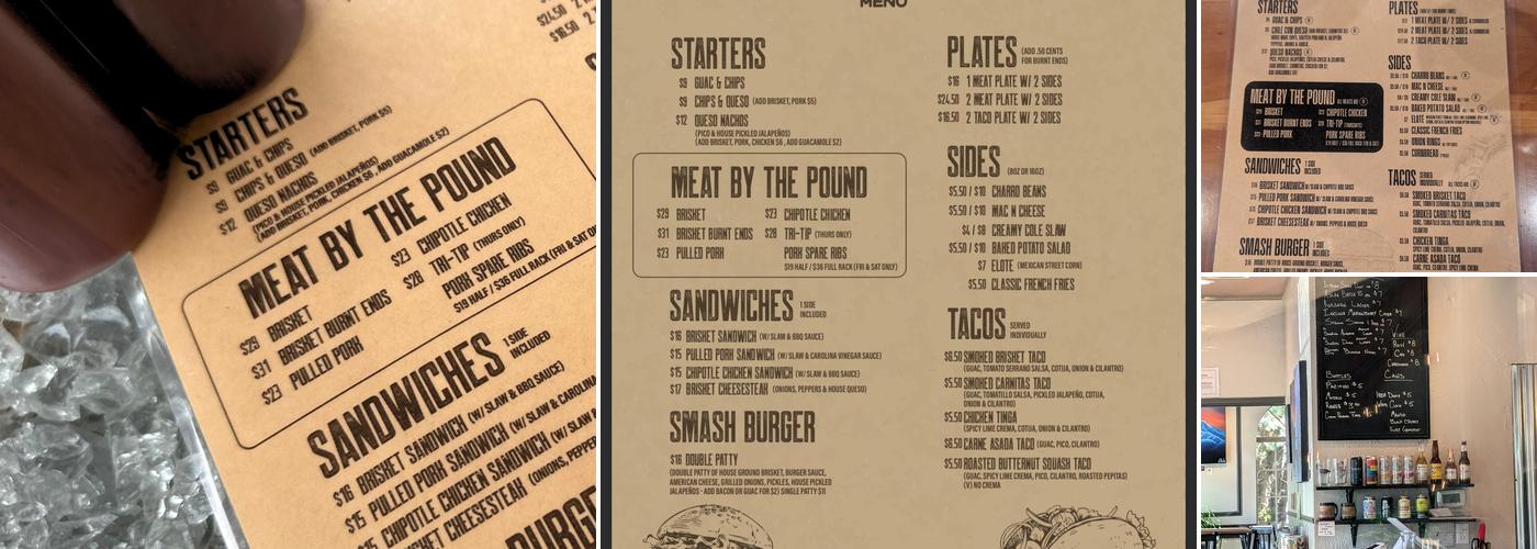 Gunners Tex Mex BBQ Menu