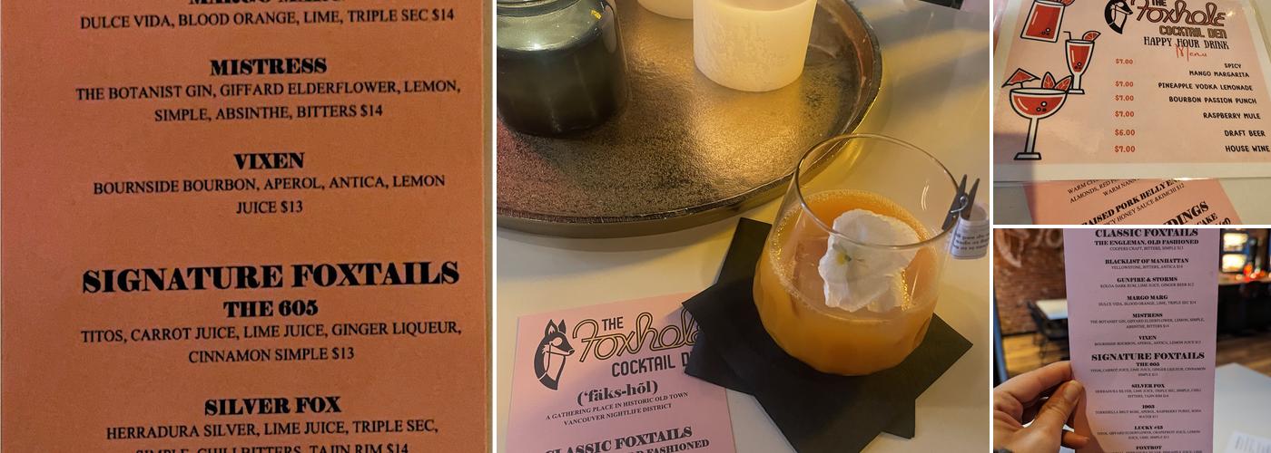 Foxhole Cocktail Den Menu