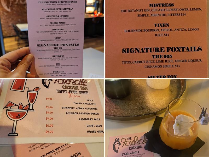 Foxhole Cocktail Den Menu