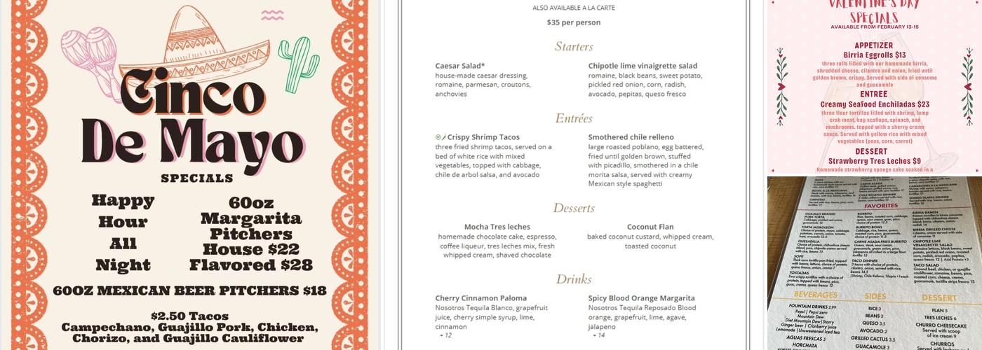 Camp Cantina Menu