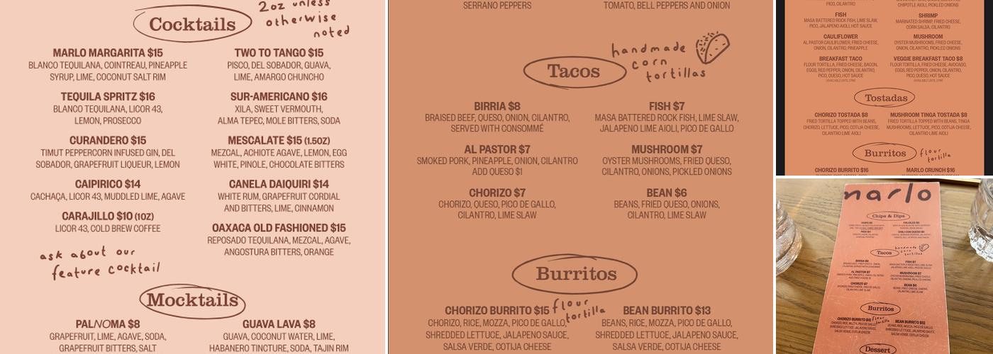 marlo tacos Menu