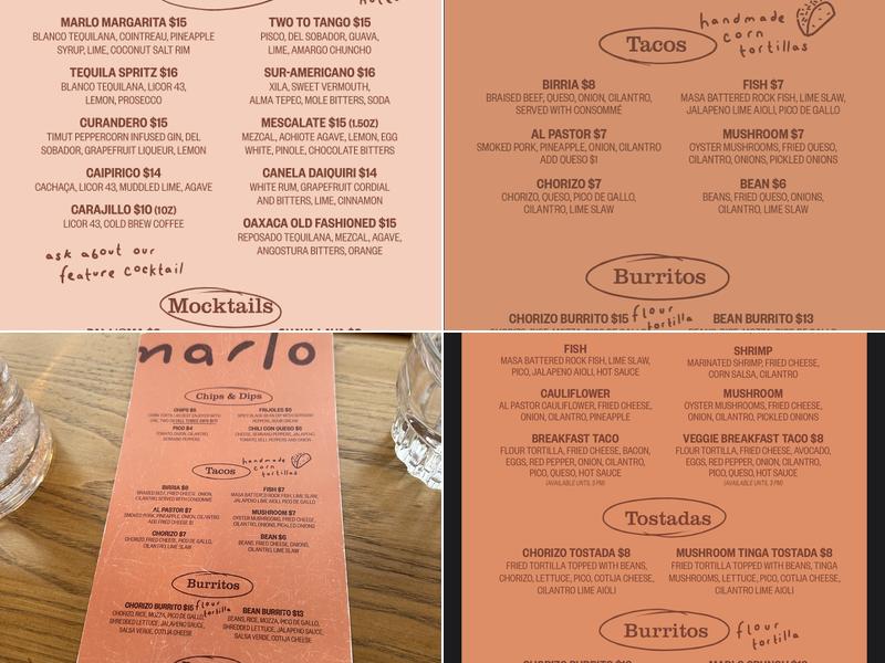 marlo tacos Menu