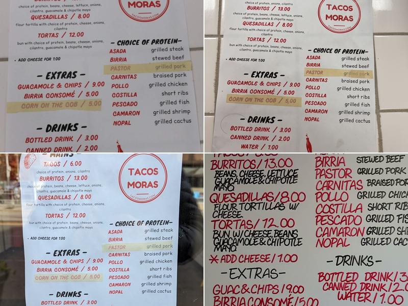 Tacos Moras Menu