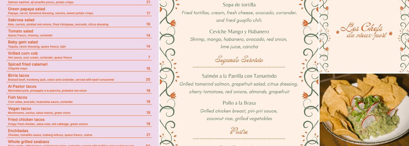 Sabrosa Menu