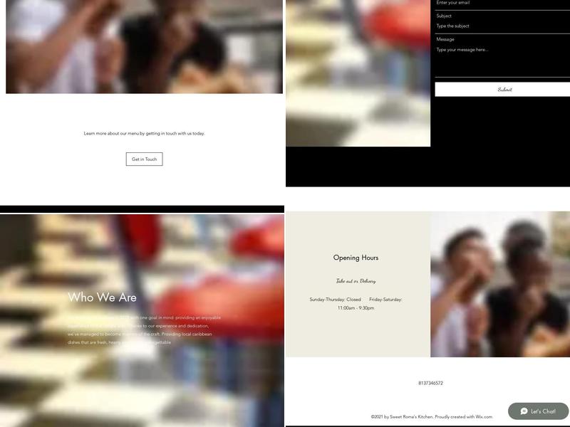 Sweet Roma's Kitchen Menu