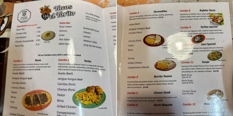 Tacos El Torito Menu