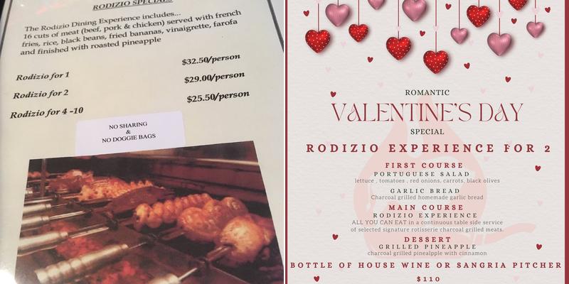 Pablos restaurant Menu