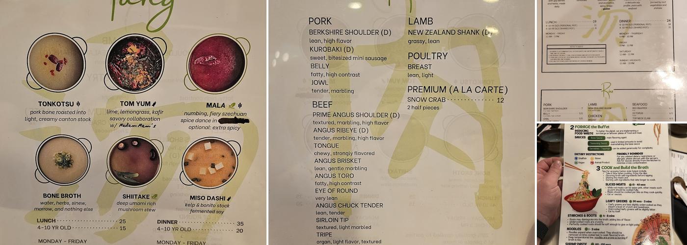 Soupleaf Hot Pot Menu