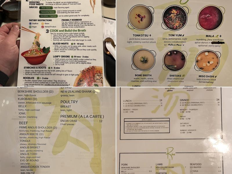 Soupleaf Hot Pot Menu