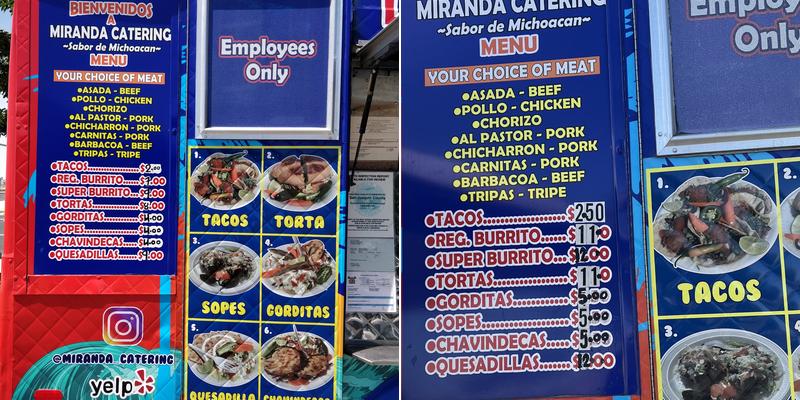 Los Mirandas De Lazaro Cardenas Menu