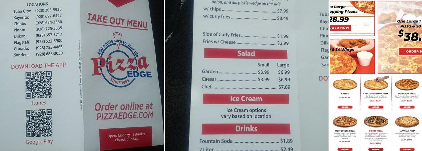 Pizza Edge Menu