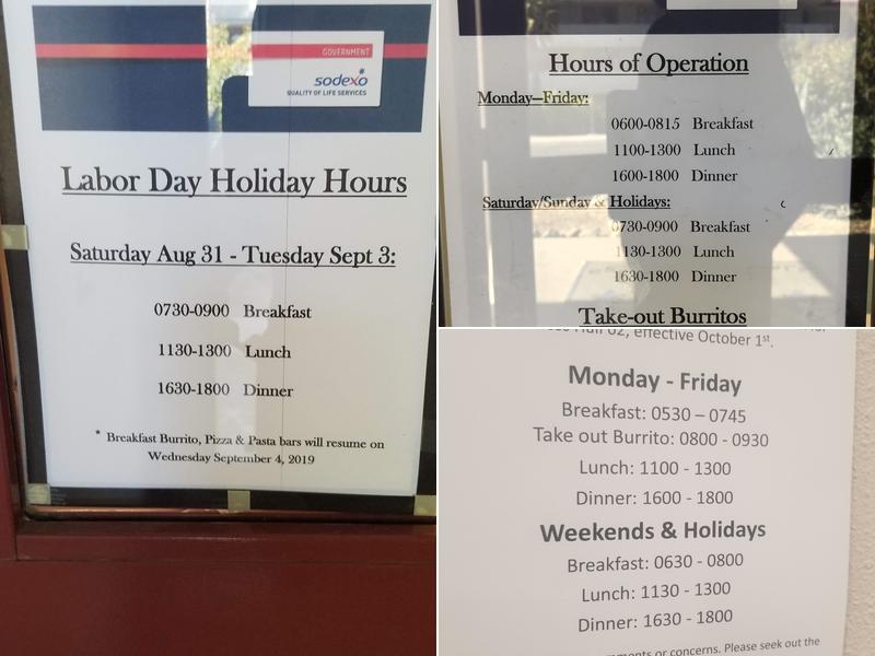 62 Area Chow Hall Menu