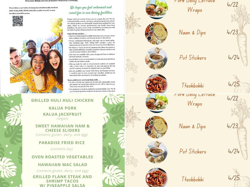 Northlawn Dorm and Dining Hall Menu