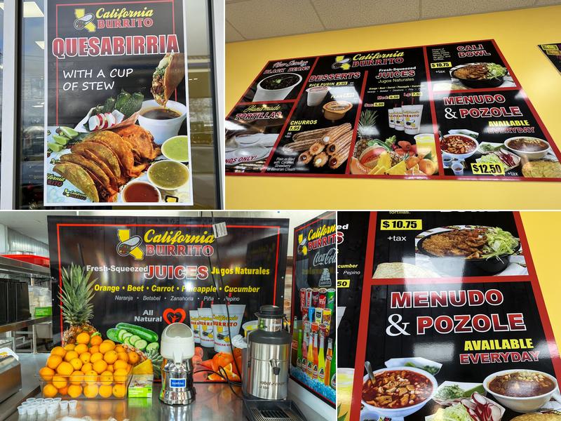 California Burrito Menu