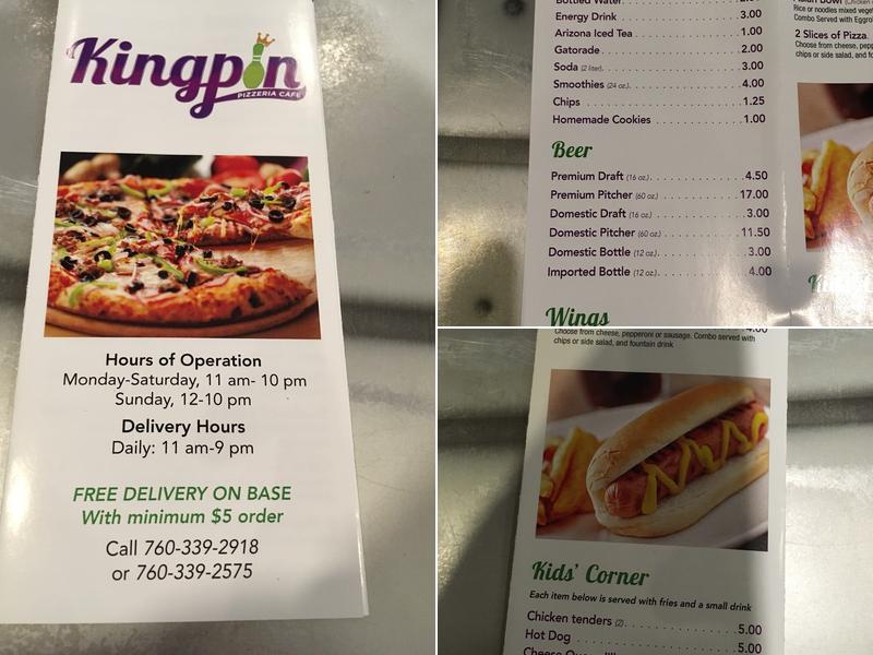 Desert Lanes & Kingpin Pizzeria Cafe Menu