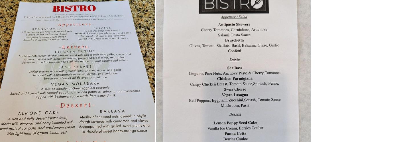 LBCC Cafeteria Menu