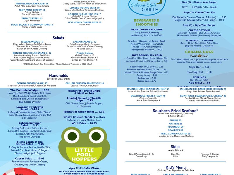 Ocean View Lounge Menu