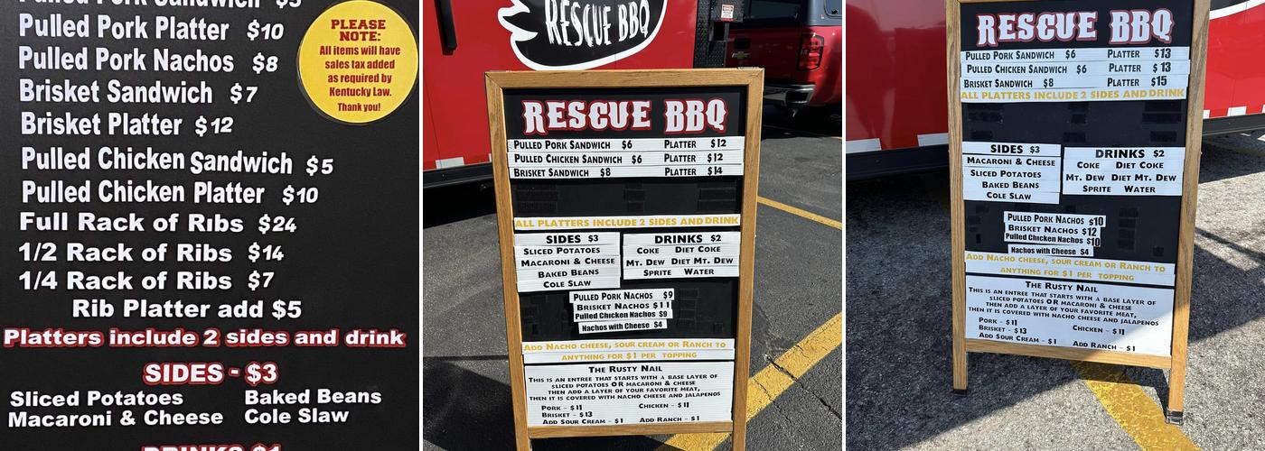 Rescue BBQ Menu