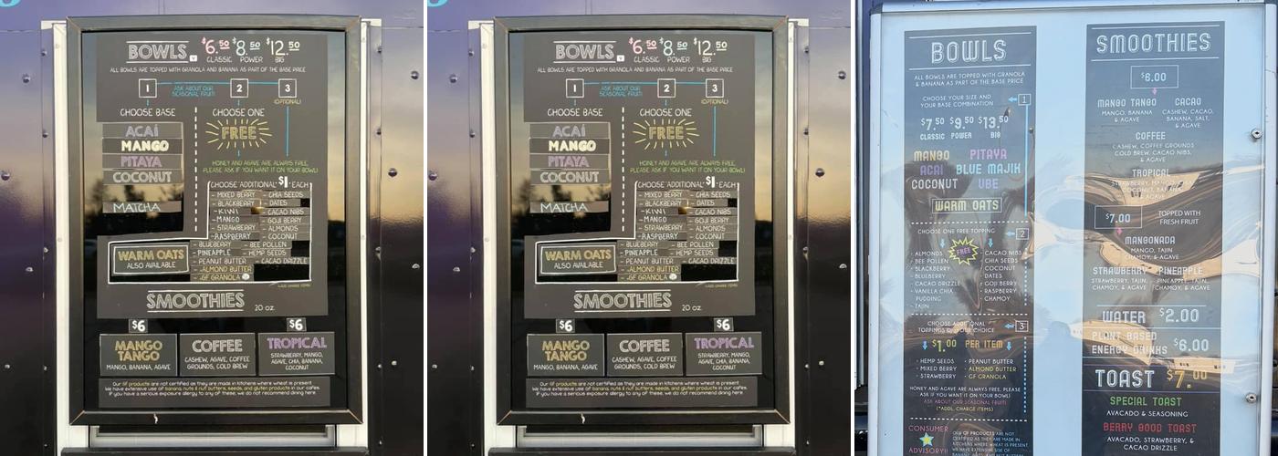 Big Acai Bowls Mobile Truck Menu