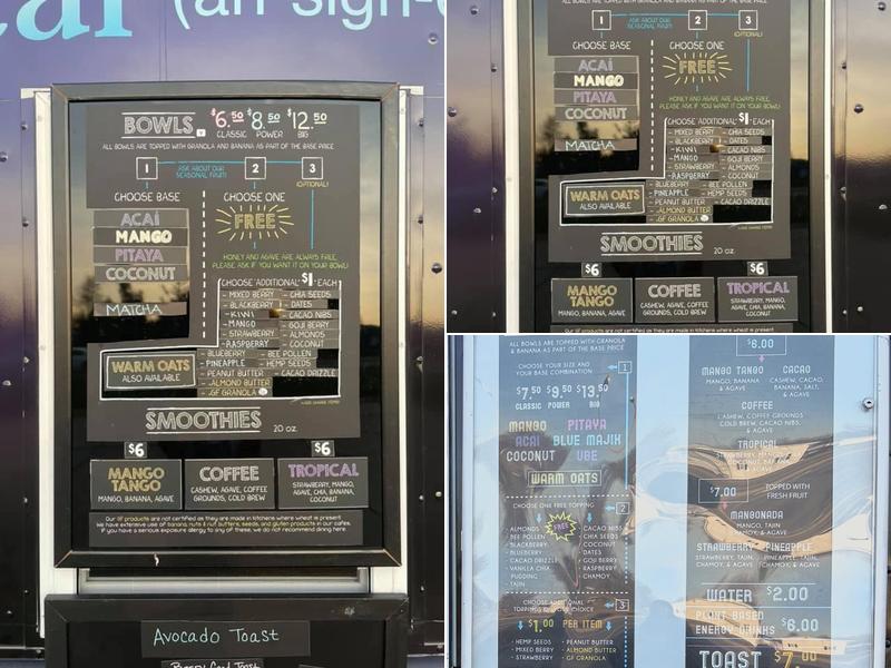 Big Acai Bowls Mobile Truck Menu