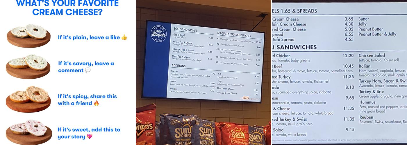 H&H Bagels Menu