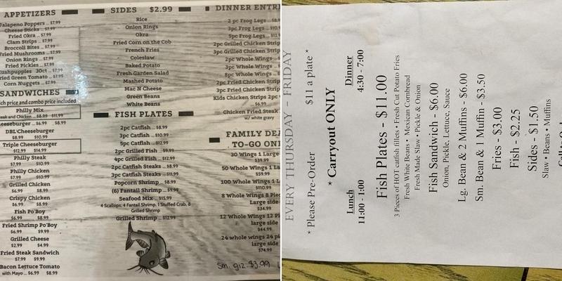 m.p. cannon fish shack Menu