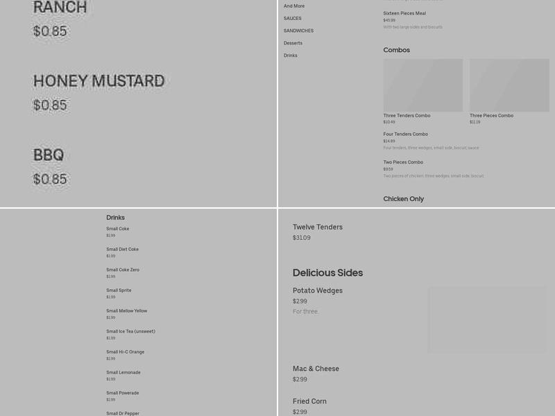 Chester's Menu
