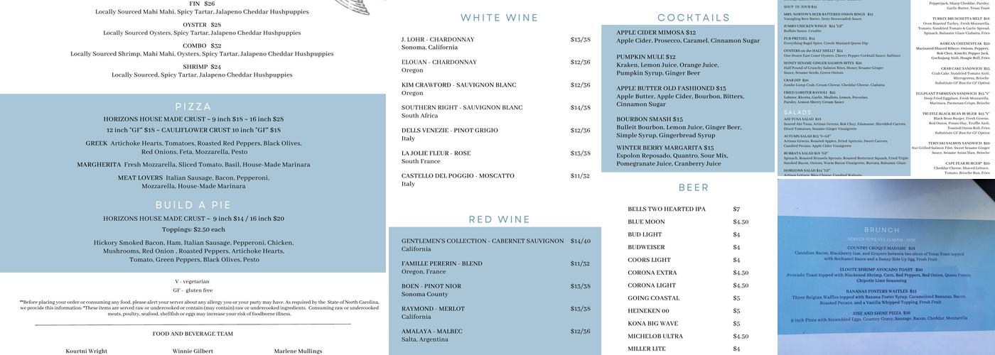 Horizons Menu