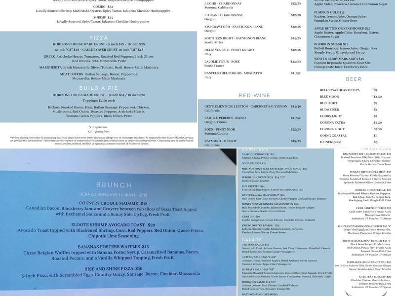 Horizons Menu
