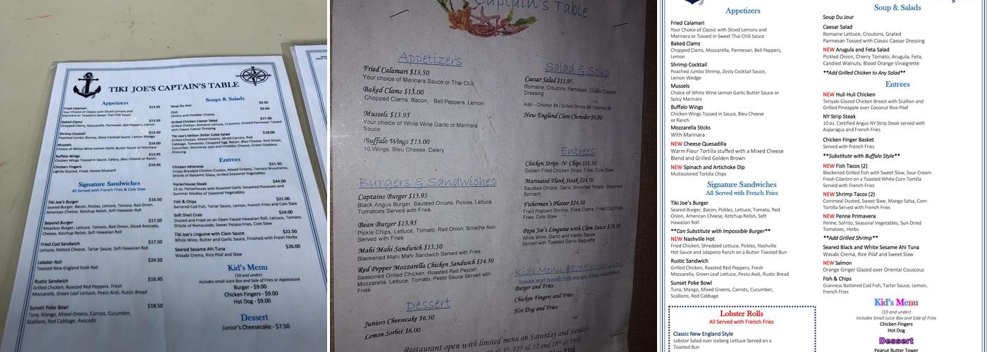 Captain's Table Restaurant Menu