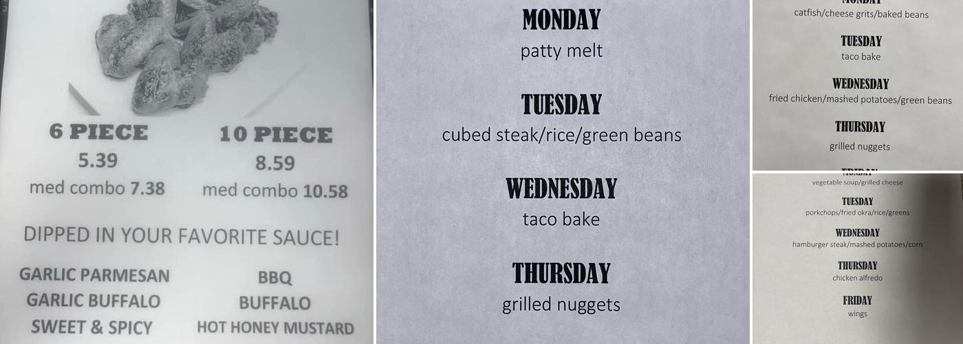 The Shack Cafe Menu
