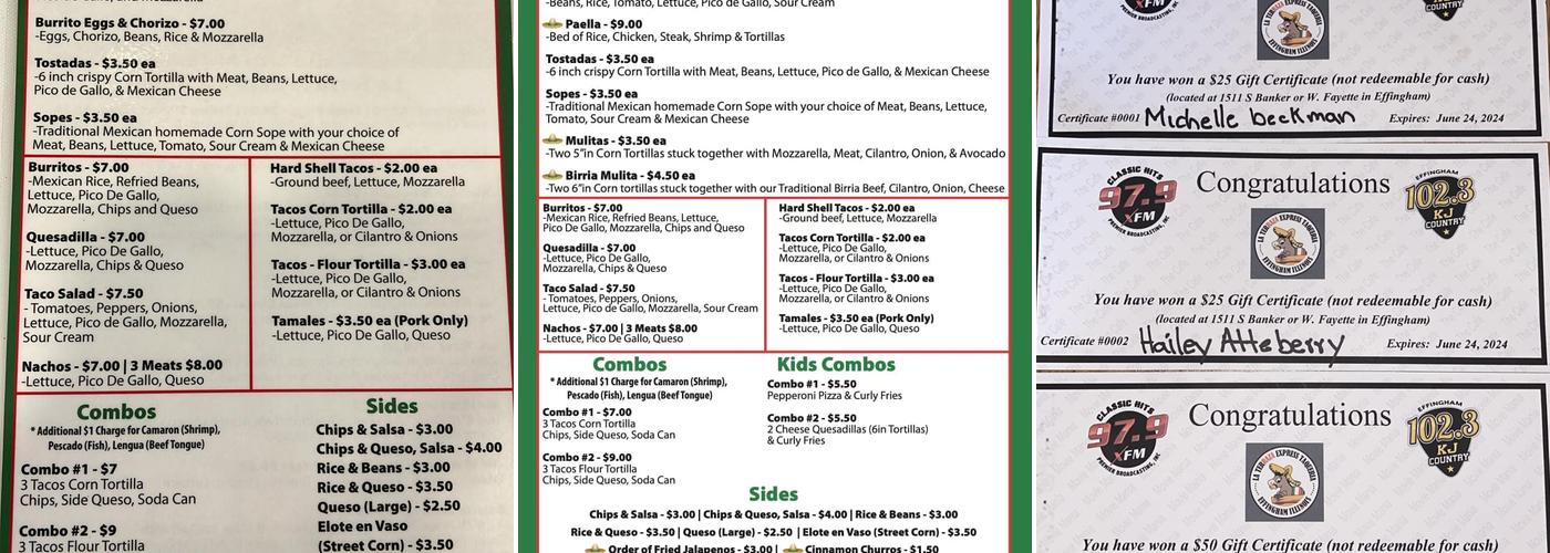 La Terraza Menu