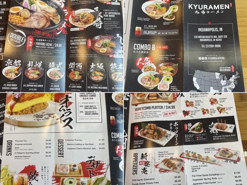 Kyuramen x TBaar - Indianapolis Menu